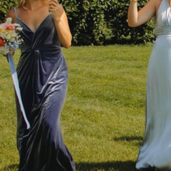 Revelry Blue Grey Velvet Gown (Size 6) - Picture 2 of 4